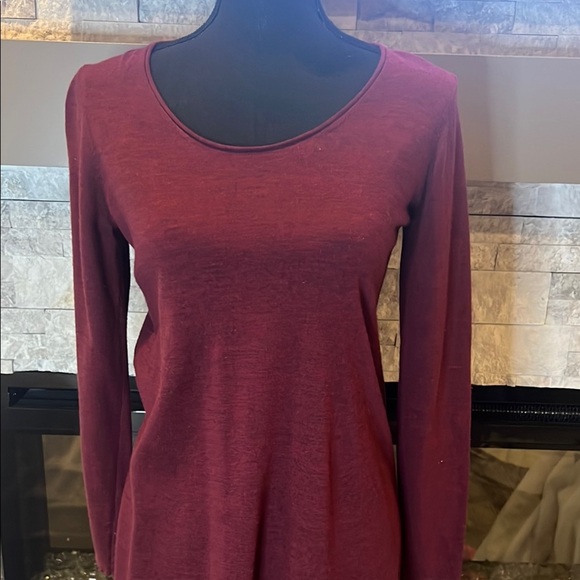 Eileen Fisher Merino Wool Burgundy Long Sleeve Dress size Small Petite - Picture 7 of 12